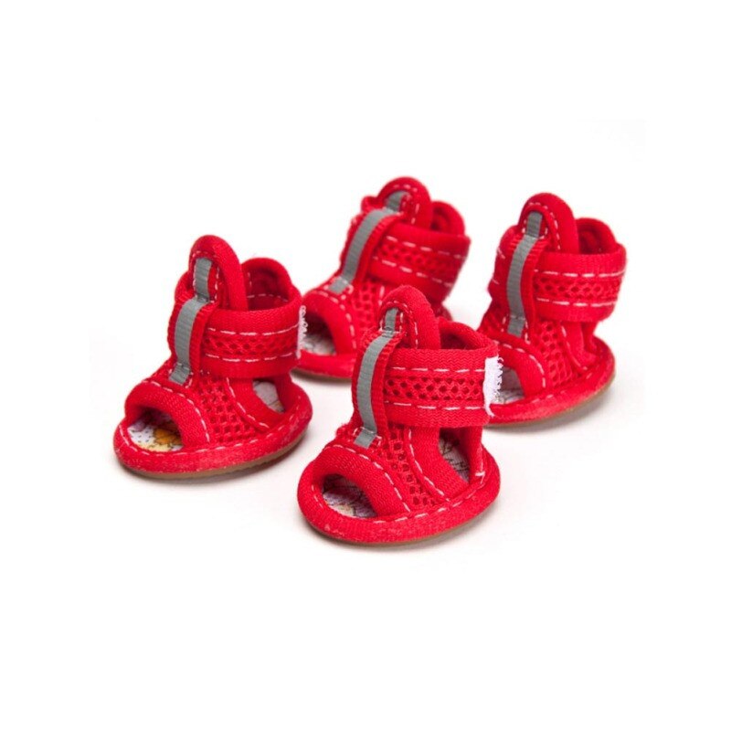Zomer Hond Schoenen Ademende Mesh Puppy Hond Schoenen Voor Kleine Honden Katten Cute Antislip Chihuahua Pug Sandalen schoen Snoep Kleuren: Rood / 2