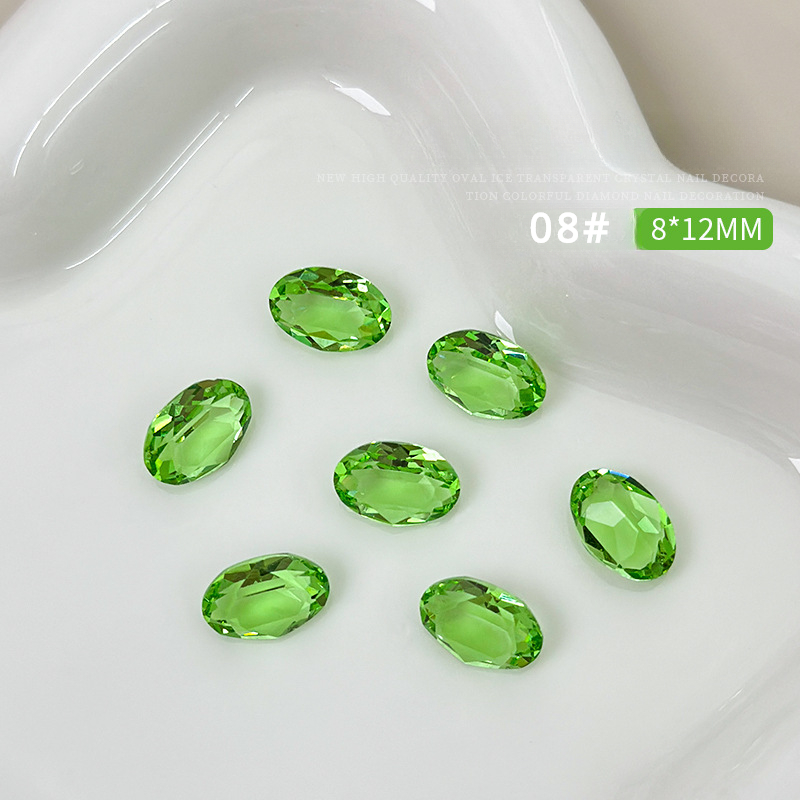 10 Uds. De joyería de cristal ovalada grande para uñas, abalorio inferior puntiagudo, decoraciones de diamantes, adornos de manicura de alta transparencia de lujo