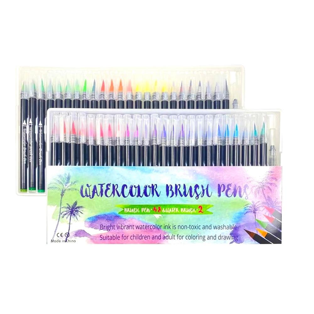 12-72 Colors Watercolor Brush Pen Art Marker Felt Painter Calligraphy School Art Supplies Lettering Coloring Pens Set For Manga: 48 Colors