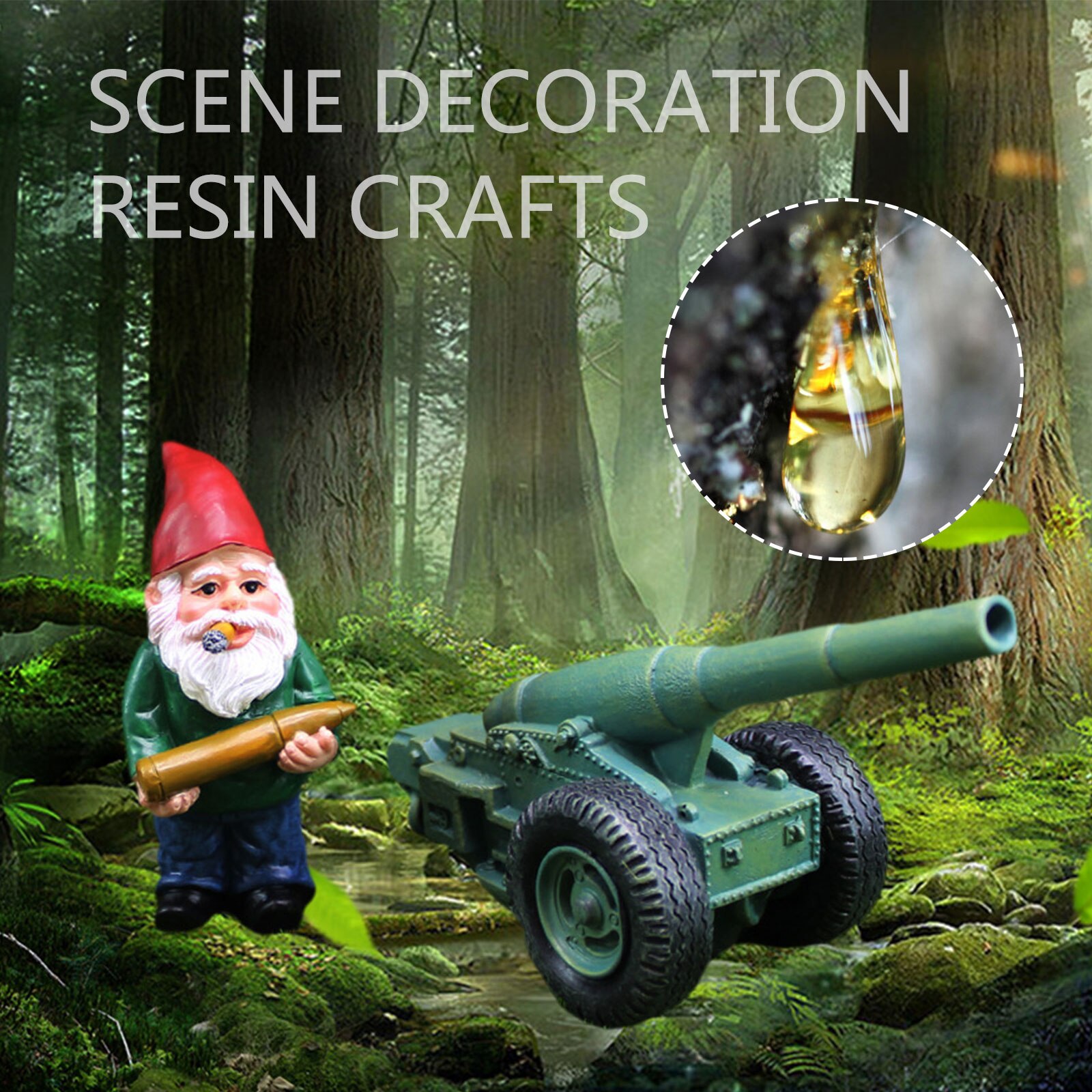Funny Gnome Ornaments Garden Gnome Statues Resin Dwarf with Cannon Sculpture Yard Decoration Home Garden Statue Decoration