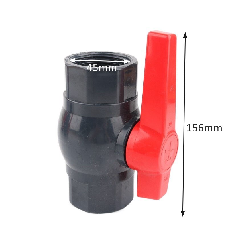 1pc PVC 1/2 3/4 1" Female Thread Ball Valve Water Pipe Control Vlave Garden Irrigation Aquarium Fish Tank Tube Valve: 50mm Thread