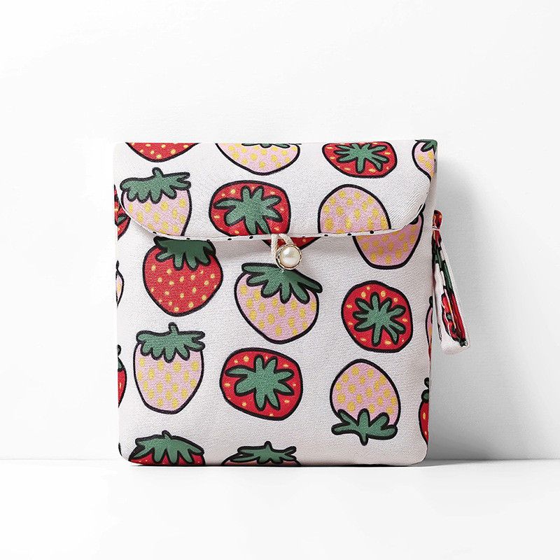 Bolsa de guardanapo para viagem e atividade ao ar livre, nova bolsa feminina com almofada de toalha de algodão com pontos completos, sacola de guardanapo, 2020: Strawberry