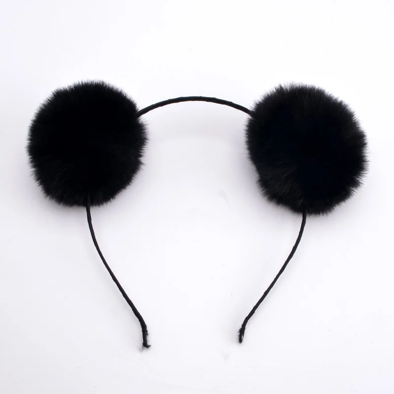 Schattige pomponbal oortjes pluizige balletjes leuke haarband haarband mooie haaraccessoires: Lavendel