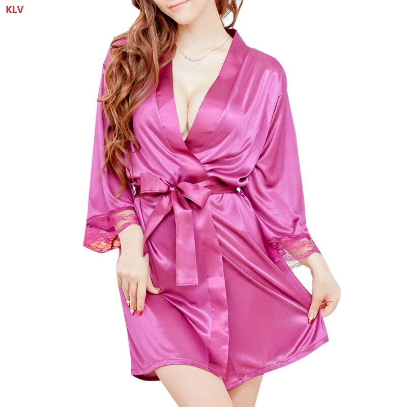 Abito da sposa corto da donna con scollo a v in stile kimono corto: Fucsia