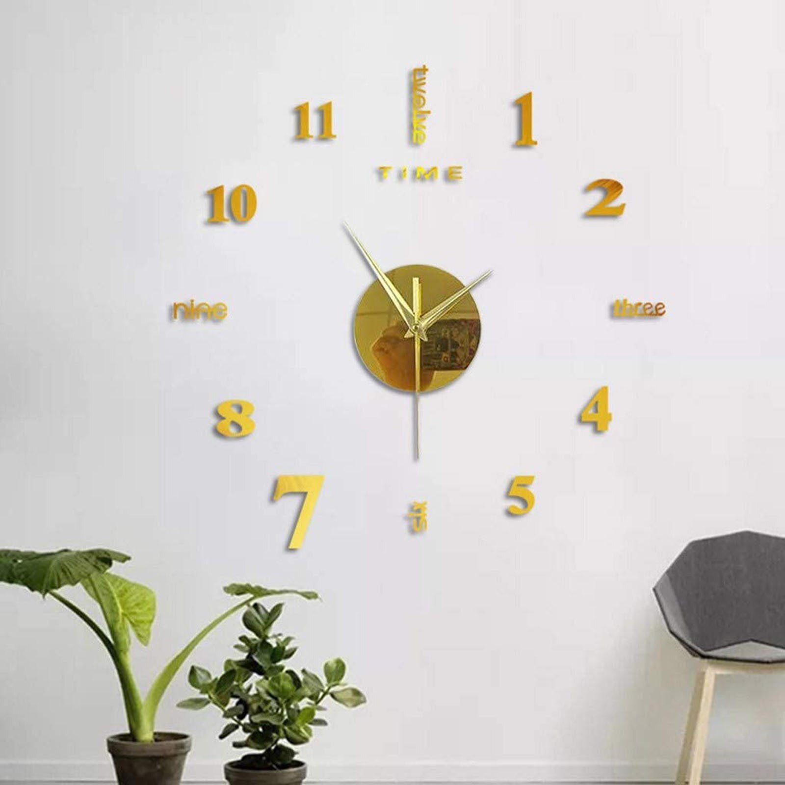 100X100Cm Frameloze Diy Wandklok Mute Klokken 3D Spiegel Sticker Home Wanddecoratie Office Decor Часы Настенные campana