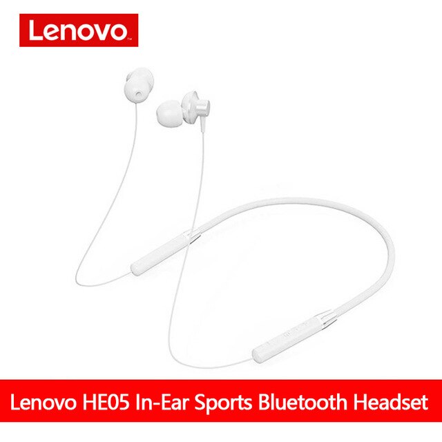 Lenovo Earphones Bluetooth Wireless Stereo Sports IPX5 Waterproof Sport Earbud Headset Noise Reduction Magnetic Runing Headset: white