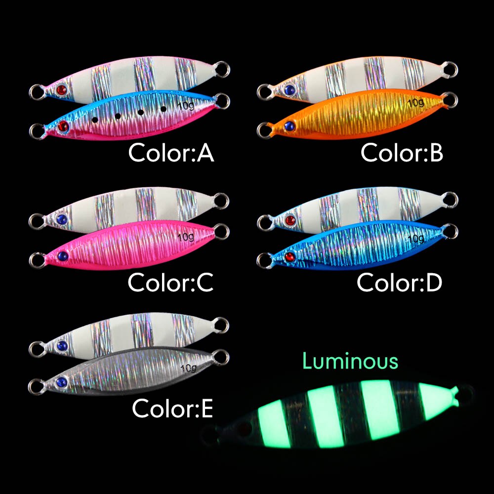 Micro metal jig fishing lure light shore casting game lure 5g 10g Zebra Glow Rock jig