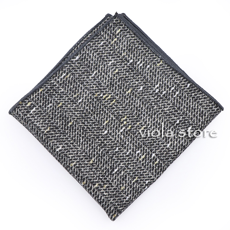Klassisk plaid stribet blød 50% uld kashmir lomme firkantet 24cm herre jakkesæt hanky festlommetørklæde smoking slips matchende vinter: 09