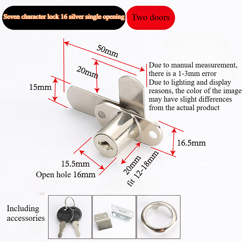 Serratura per porta dell'armadio doppia aperta Serratura per porta dei mobili con linguetta di svolta oposta a forma di 7: YELLOW