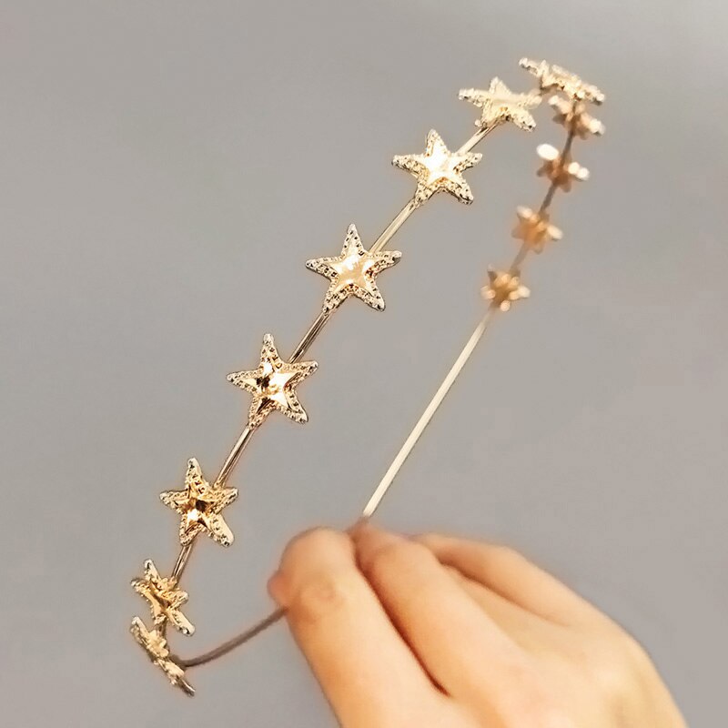 Metalen dameshoofdband met gouden zilveren ster, haarband voor vrouwen, bruiloft, meisjeshaarband, haaraccessoires, haarband