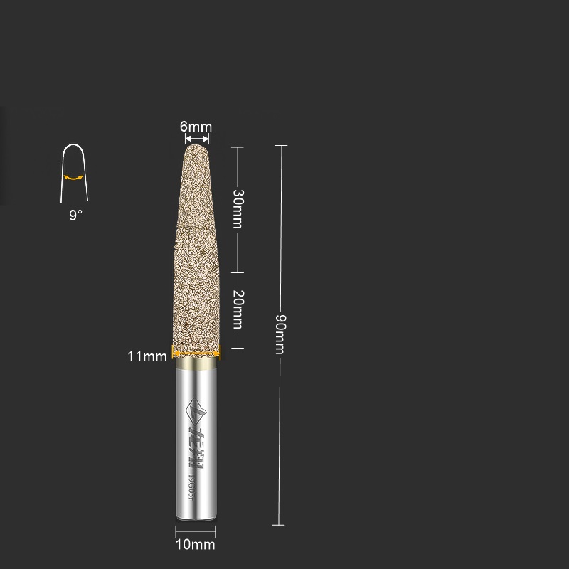 1 st. cnc-slipmaskin i solid hårdmetall med diamantsten för marmor, blåsten och sandsten, konskärare i bottenrelief: 31mm