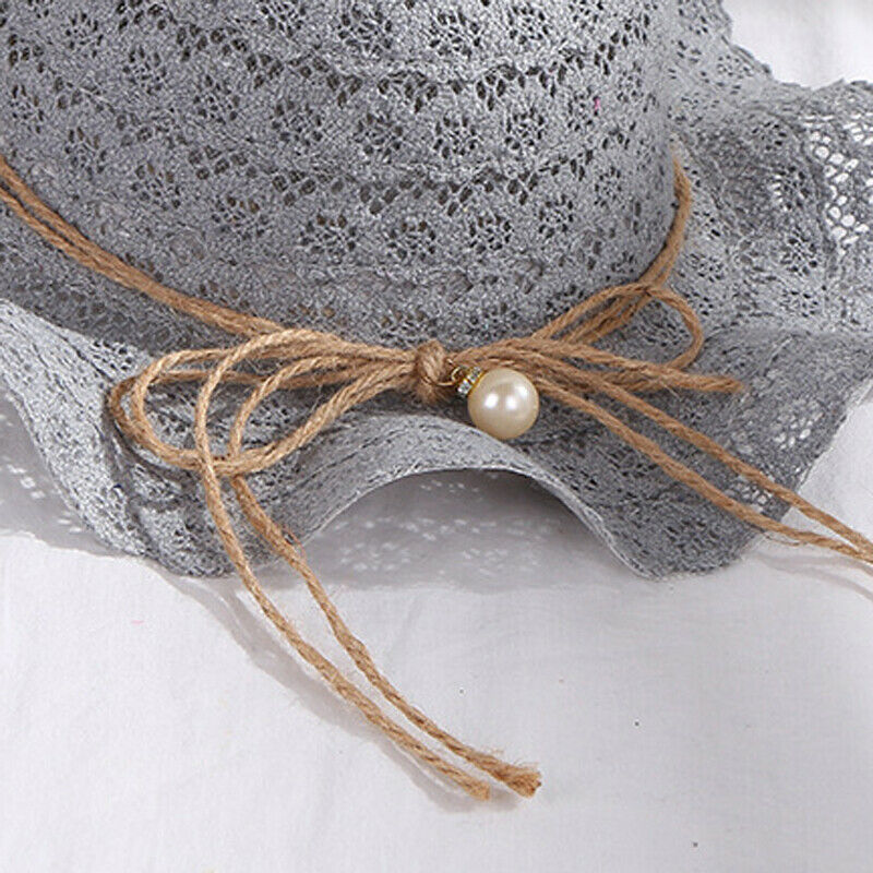 Zomer Baby Meisjes Bloemen Kant Golf Strand Emmer Hoed Kinderen Strand Caps Parel Opvouwbare Zonnescherm Hoed Casual Stro Caps 52 -54 Cm