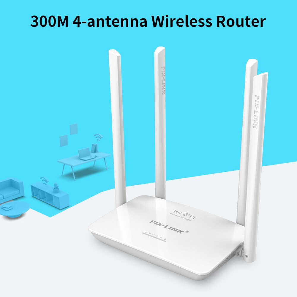 LV-WR08 300Mbps Draadloze Router High-Speed Wifi Router Met 4 Externe Antennes Ondersteuning Wpa/WPA2 Encryptie Wit eu/Us Plug