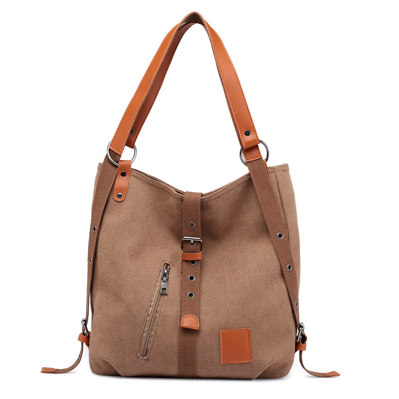 Canvas tas dames handtassen crossbody tas over de schouder vrijetijdstassen grote reistassen tassen voor dames: Donkerbruin