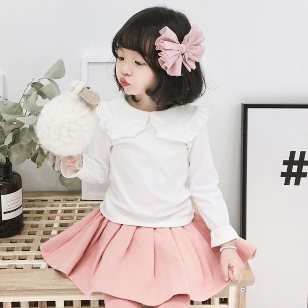 Babymeisjes blouse lente herfst peuter kinderen tops kinderkleding voor prinsessenmeisje shirt: Overhemd wit 1 stuk / 6t