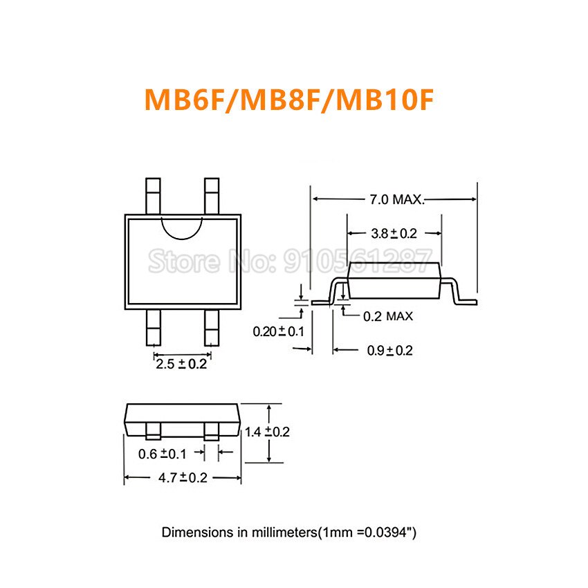SMD Rectifier bridge MB6S MB8S MB10S MB2S MB210S MB220S MB2F MB6F MB8F MB10F MBS MBF 0.5A 0.8A 1A 2A 200V 600V 800V 1000V