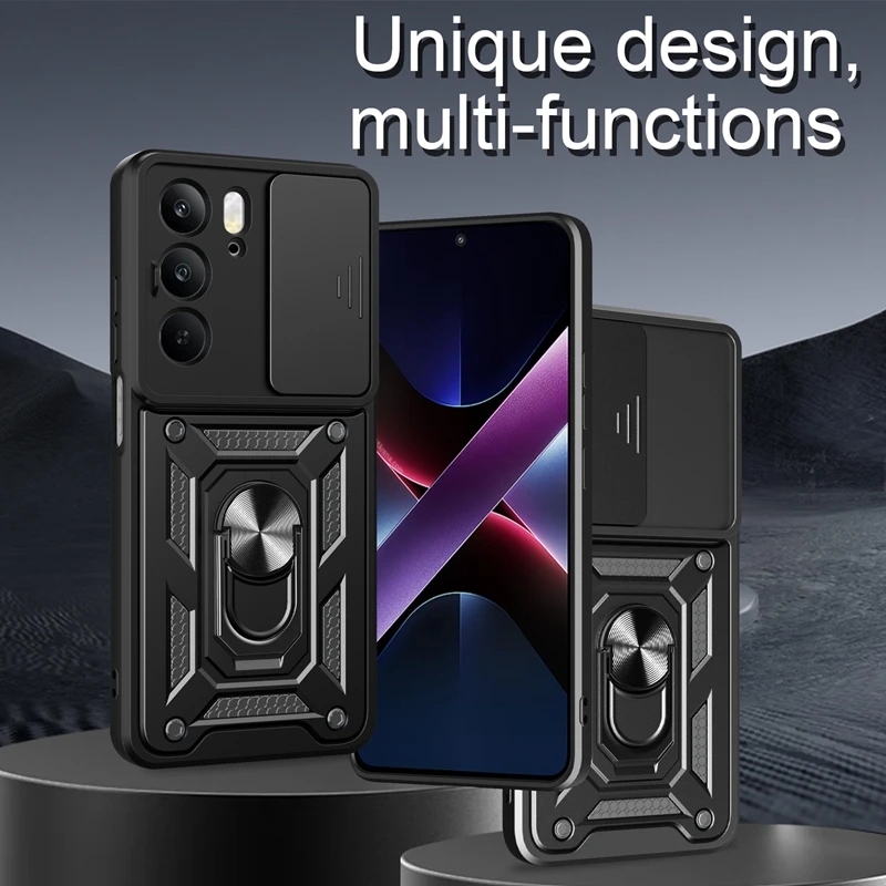 Magnetic Ring Holder Armor Case for OPPO Realme C75 C 75 RealmeC75 4G Slide Camera Protect Cover For Realme 14X 14 X Realme14X