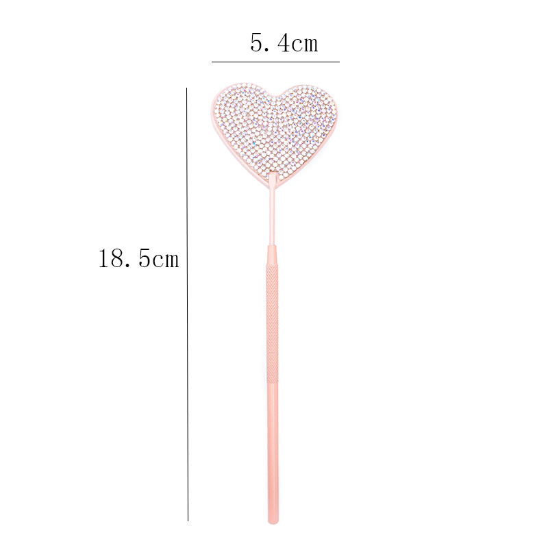 Specchio per ciglia multifunzione Specchio ingranditore in acciaio inossidabile con diamante per controllare le forniture per il trucco dell'estensione delle ciglia finte: marrone