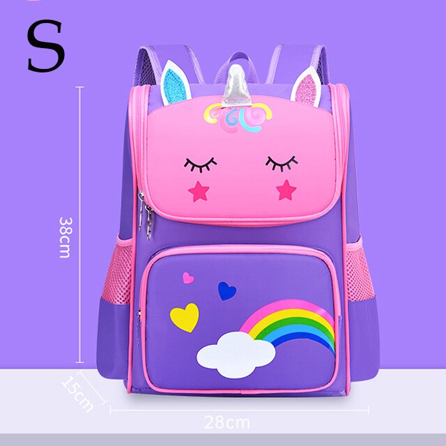 Karikatur-kinderrucksäcke, Kindergarten-schultasche für mädchen und jungen, wasserdichter, orthopädischer schulrucksack, 2022 stück: Lila-s