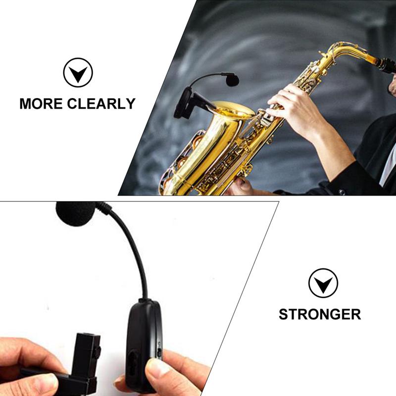 UHF Saxophone Mic Wireless Microphone System Clip on Musical Instruments for Saxophone Trumpet Sax Horn Tuba flute Clarinet Pipe