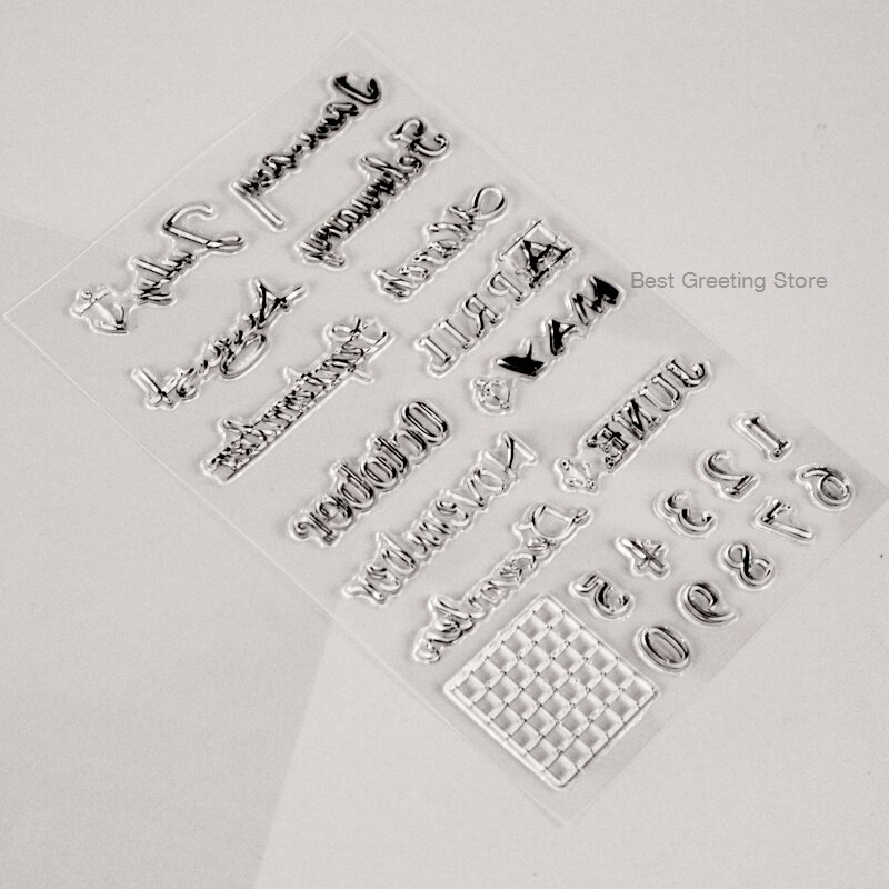 Fun Months of the Year Stamps Clear Numbers Bullet Journal Stamps Traveler's notebook Stamps