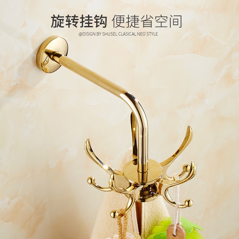 Slaapkamer Beweegbare Kleding Haak Europese Stijl Haak Kledingrek Muur Opknoping Enkele Haak Gouden Antieke Jas Rack Roterende