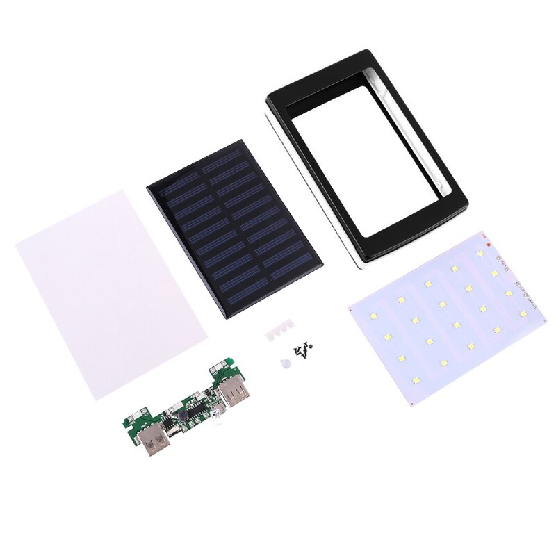 (Bez baterii) 18650 powerbank-pudełko na energię słoneczną, ładowarka, DIY, etui, powerbank, Dropship: Black