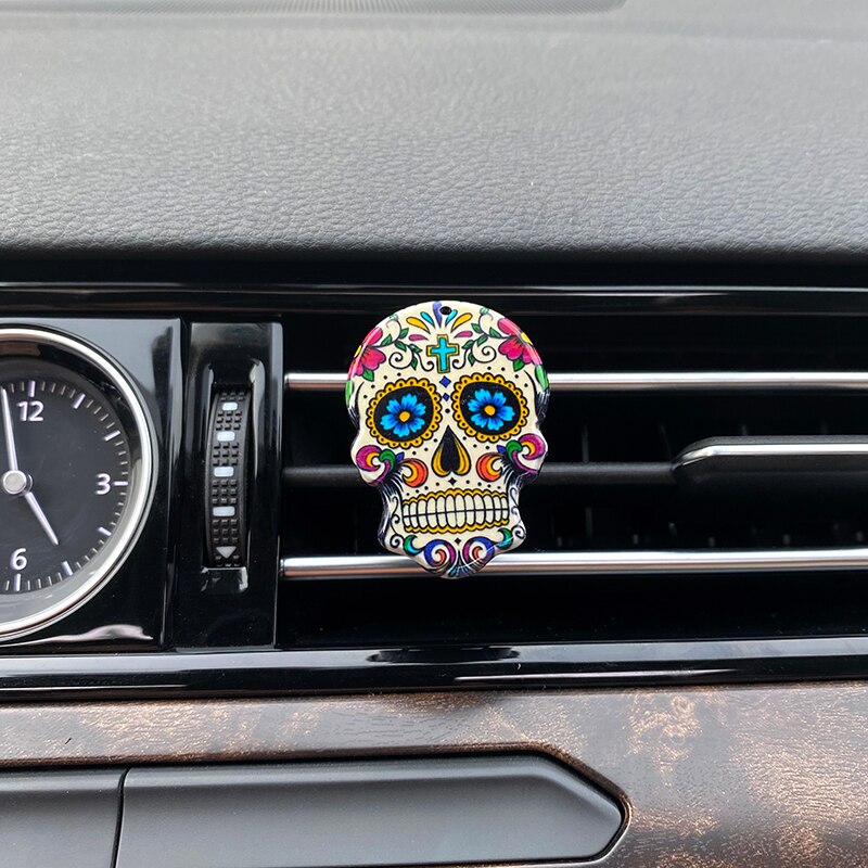 Car Air Freshener Clip - Skull Design - 3x4cm - Acrylic Acid & Iron Alloy - LuckyAroma: 3