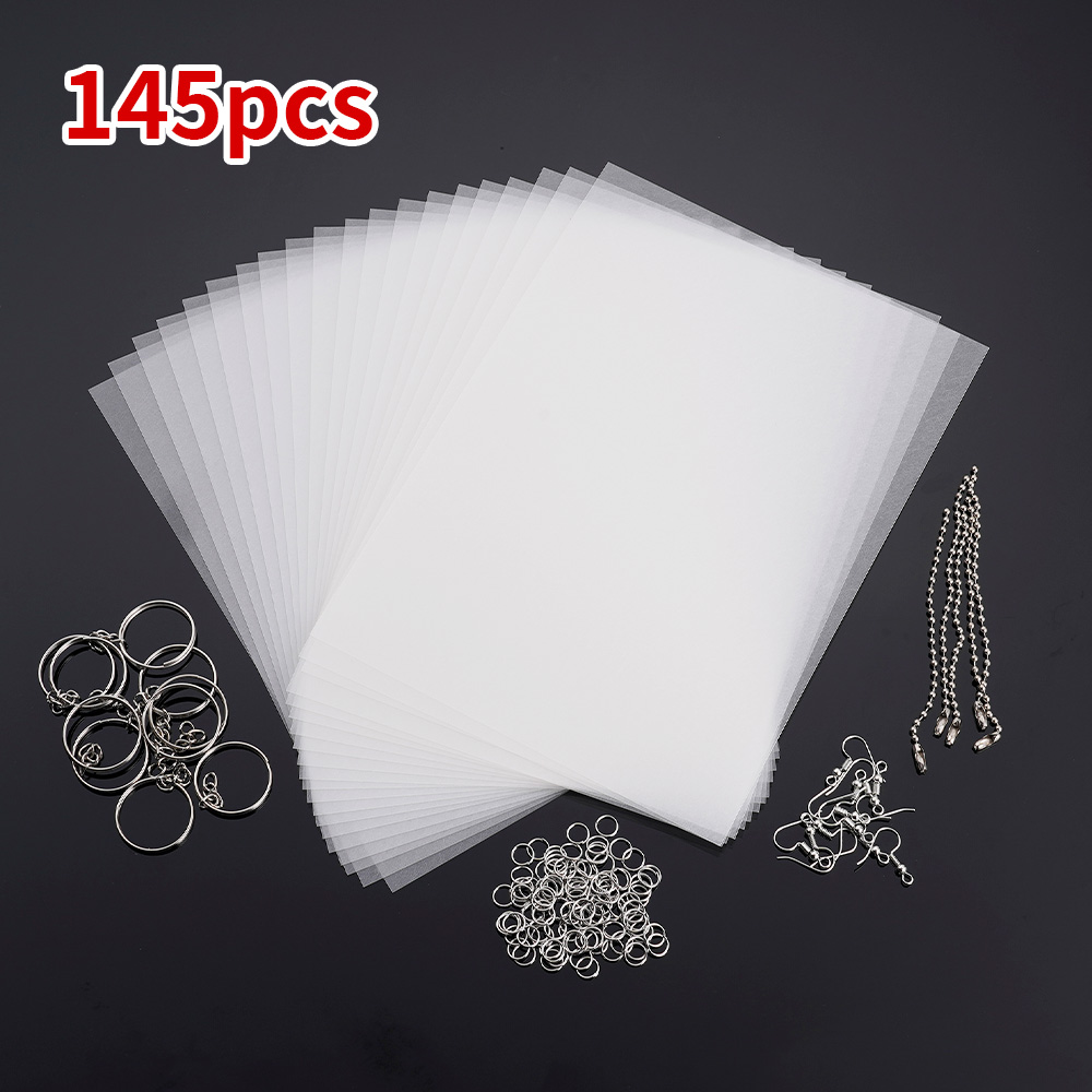 Juego de hojas de plástico termorretráctil, Kit de hojas de papel de película artística retráctil, adornos de llavero DIY, adorno artesanal , álbum de recortes: Gris claro