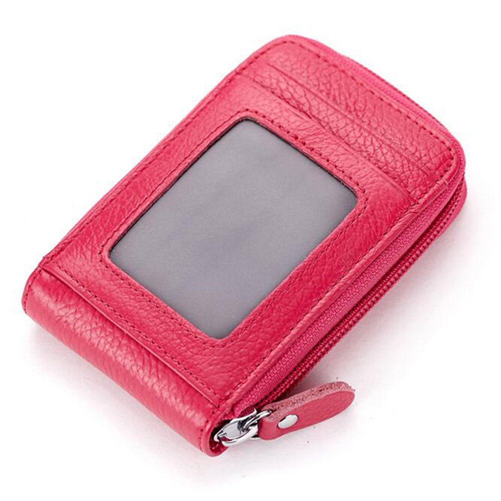 Leather Unisex Card Holder Wallets Female Credit Card Holders Women Pillow Card holder Purse: Rose red