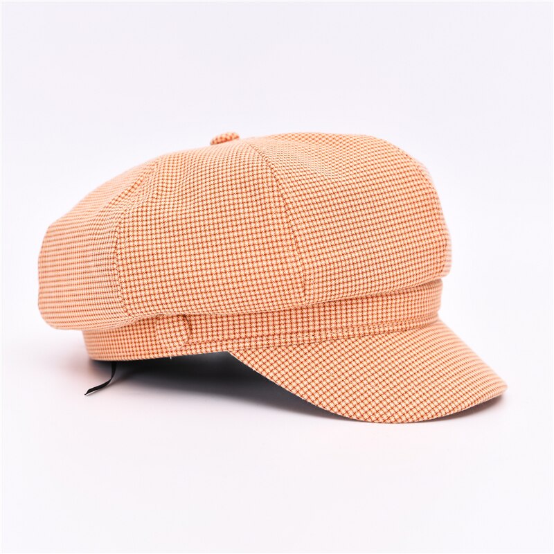 Vintage Newsboy Cap Women Octagonal Hat Casual Plaid Spring Ladies Plaid Painters Beret