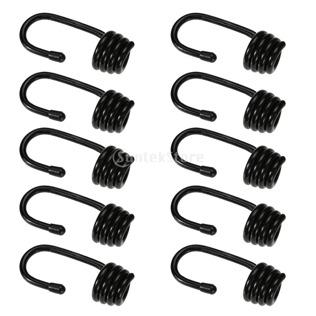 10pcs Durable Plastic Coated Steel Wire Hooks for 8mm Shock Cord Bungee Elastic Rope Camping Marine Boat Kayak DIY Multipurpose