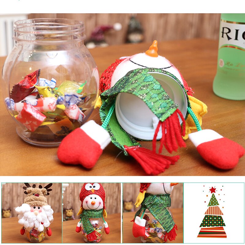 Ornaments Christmas Candy Jar Storage Bottle Santa Snowman Doll Decor Sweety Bottle Xmas Home Decoration Small Big Jar Kids