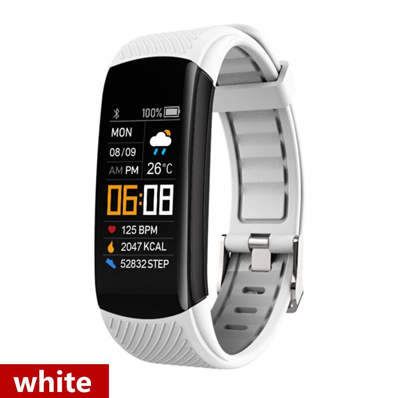 Amynikeer Smart Armband C5S Fitness Armband Fitness Tracker Hartslagmeter Stappenteller Calorie IP67 Waterdichte Slimme Band: white