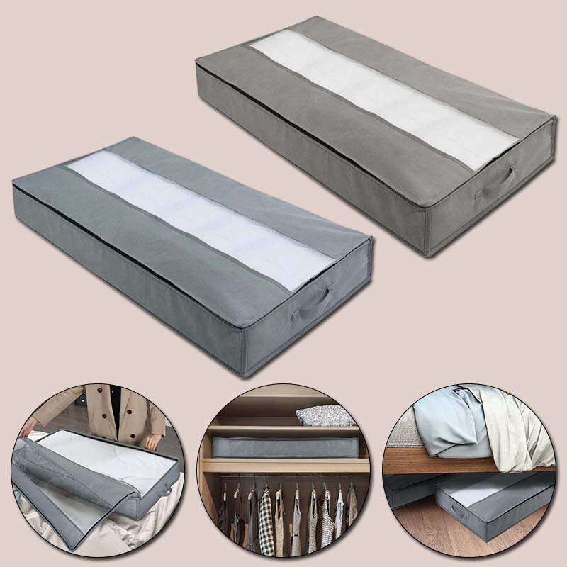 NonWoven Under Bed Storage Bag Quilt Blanket Clothes Storage Bin Box Divider Folding Closet Organizer Clothing Container Large
