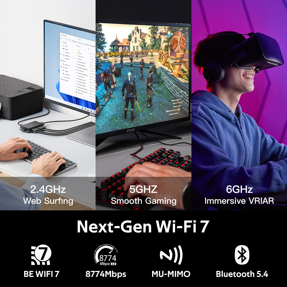 WiFi 7 BE200 PRO Pcie Wireless Wifi Adapter Card Tri-band Bluetooth 5.4 for Intel BE200NGW wifi7 2.4G/5G/6GHz Win 10/11 64bit