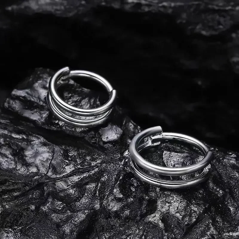 Anillo de titanio G23 para la nariz, Piercing de 16G de doble capa con bisagras huecas para tabique, cartílago de la oreja, Tragus, pendiente de Piercing en espiral, joyería para el cuerpo