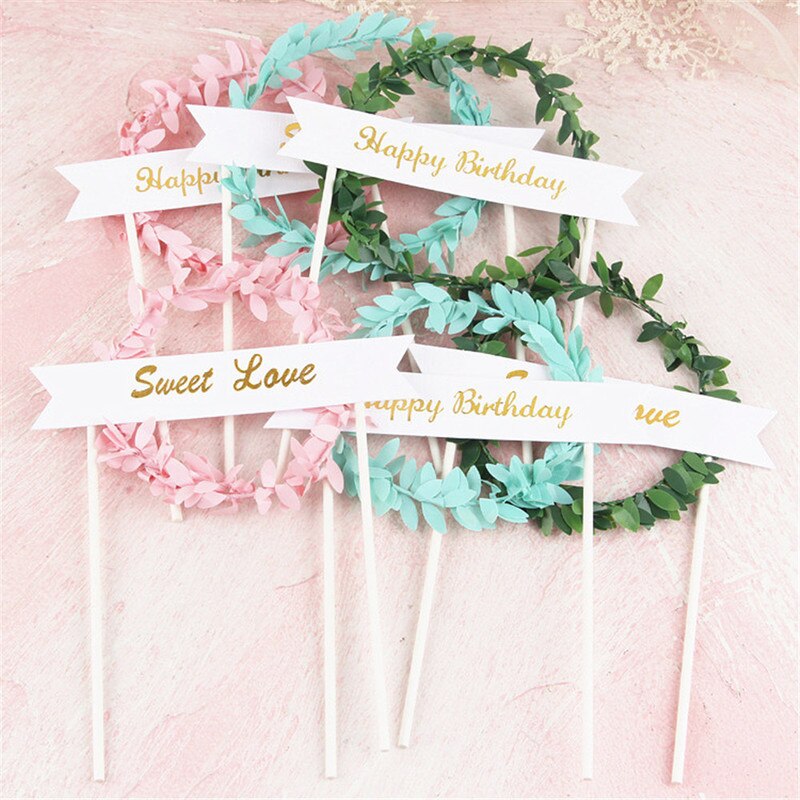 LED Glowing Flower Wreath Cake Topper Happy Birthday Cake Decor for Birthday Party Gold Leaves Cake Toppers