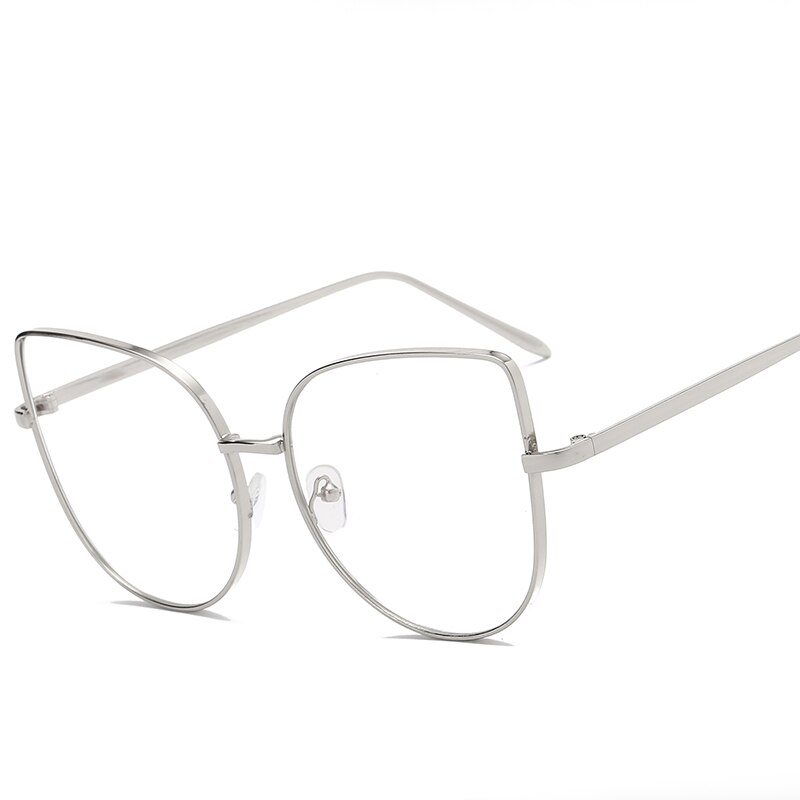 Oversize kvinnor metall katt glasögon båge märke män klar lins glasögon glasögon glasögon båge för kvinnor