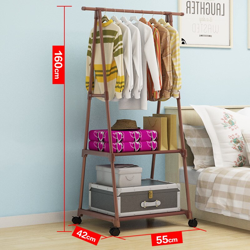 Eenvoudige Driehoek Kapstok Rvs Mobiele Verwijderbare Kleding Opknoping Magazijnstelling Hanger Vloer Stand Kapstok Met Wiel