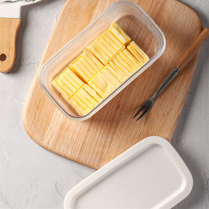 Butter Cheese Cutter Box with Lid Cutting Container Rectangle Food Storage Box Kitchen Cheese Container Keeper