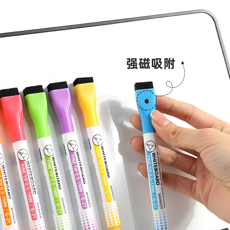 8 kleuren 0,5 mm magnetische droog uitwisbare markers whiteboard markeerstift kantoor school wit bord briefpapier extra fijne punt gekleurde pennen