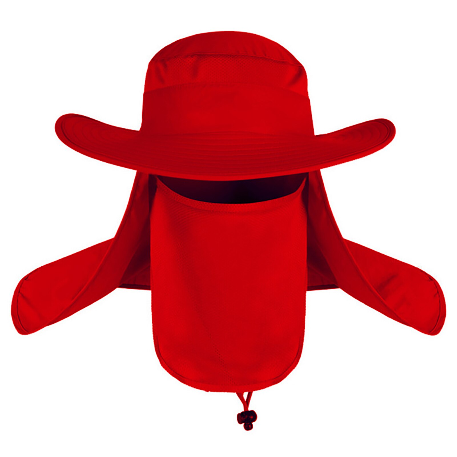 Summer Outdoor Sun Protection Fishing Cap Neck Face Flap Hat Wide Brim Face Neck Cover Protection for Men LL@17: Big red