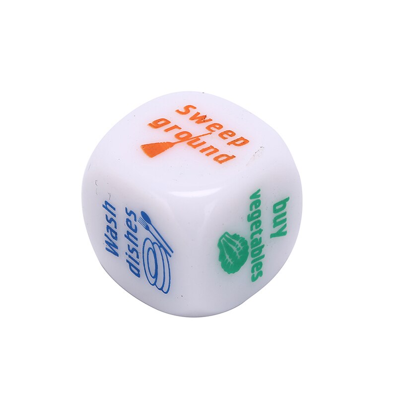 7 unids/set 20mm casa de misión dados lavar la ropa cocinar comprar verduras lavar los platos no hacer nada barrer suelo dados