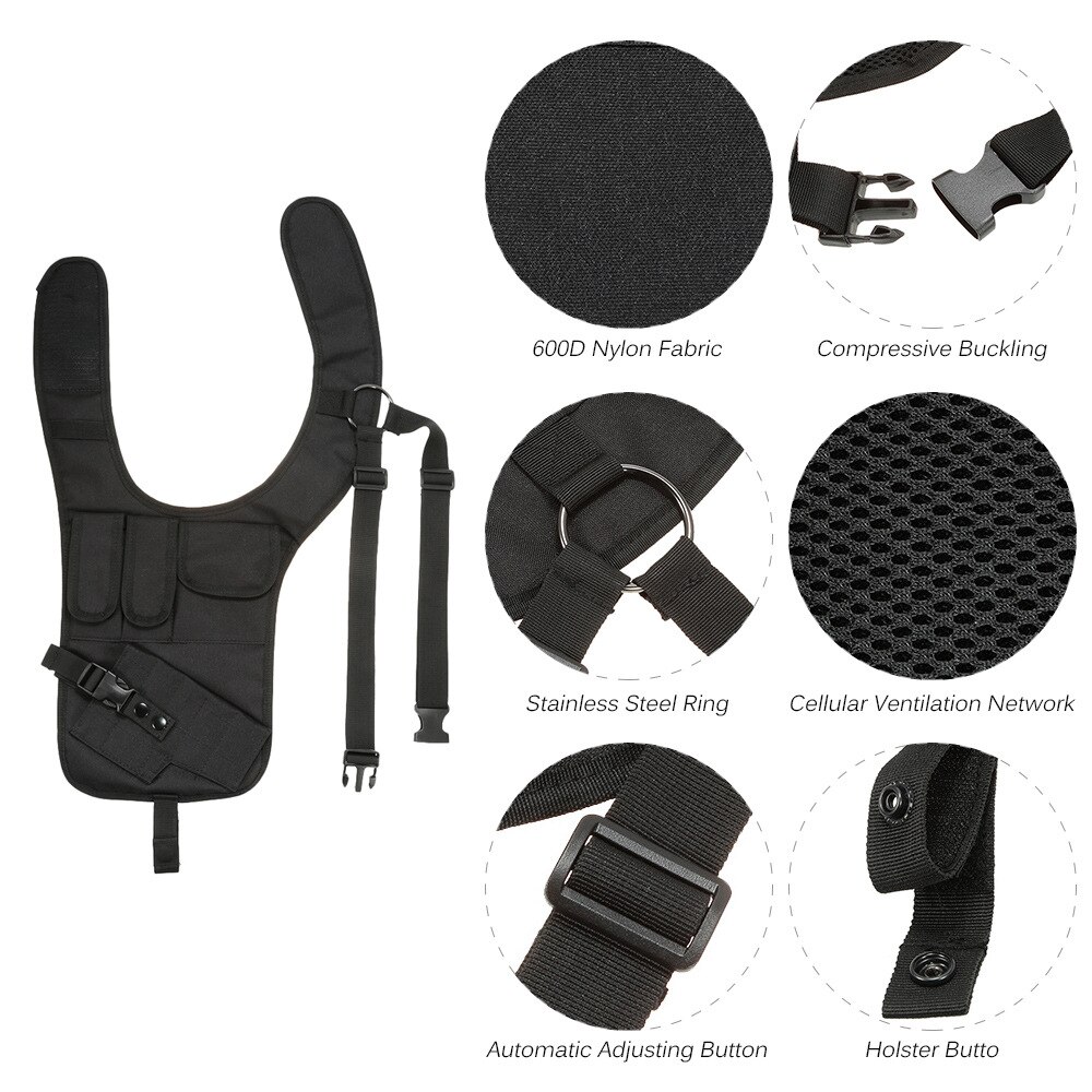 Funda de pecho táctica oculta multifuncional para hombre, bolsa de almacenamiento de hombro de nailon antirrobo para caza al aire libre