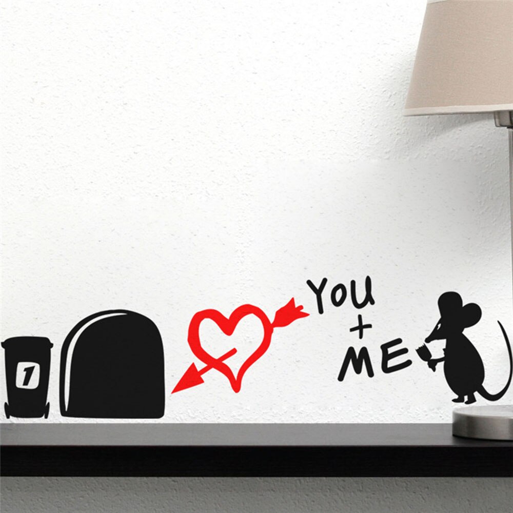1pc grappige verwijderbare cartoon muizengat muurstickers zwarte muizen patroon diy plint sticker trap muurschildering kamerhoek ornament