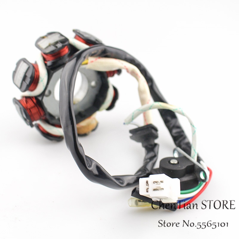 8 pole 4 wire Dual Ignition magneto stator for 4 stroke Scooter Moped ATV QUAD Go Kart 139QMB 1P39QMB GY6 50 60 80 cc
