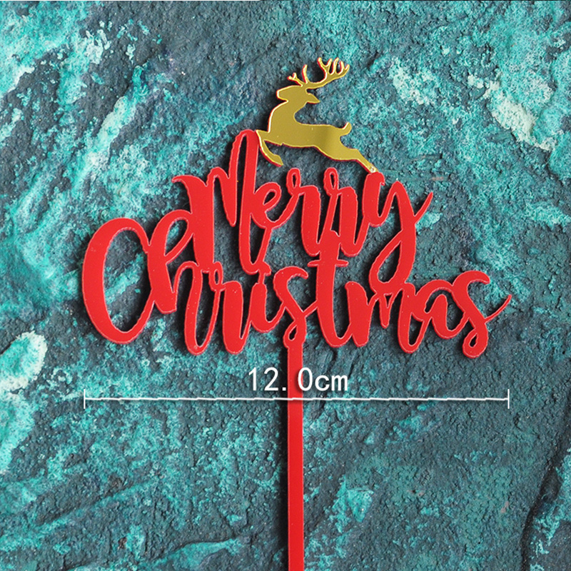 Merry Christmas Cake Topper Elk Antler Pine Cone Branch Garland Pine Tree Year Baking Cake Decoration Christmas Wreaths