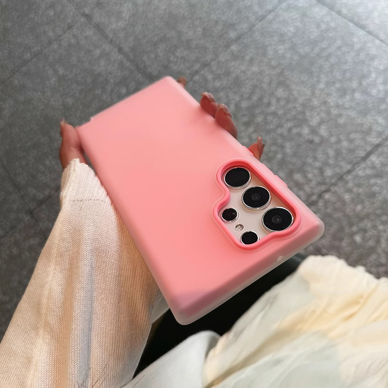 2 in 1 ultra thin Jelly liquid silicone phone case for Samsung Galaxy S22 S23 S24 Ultra Plus anti-fall clear hard bumper cover: for GalaxyS23Ultra(6.8") / Pink