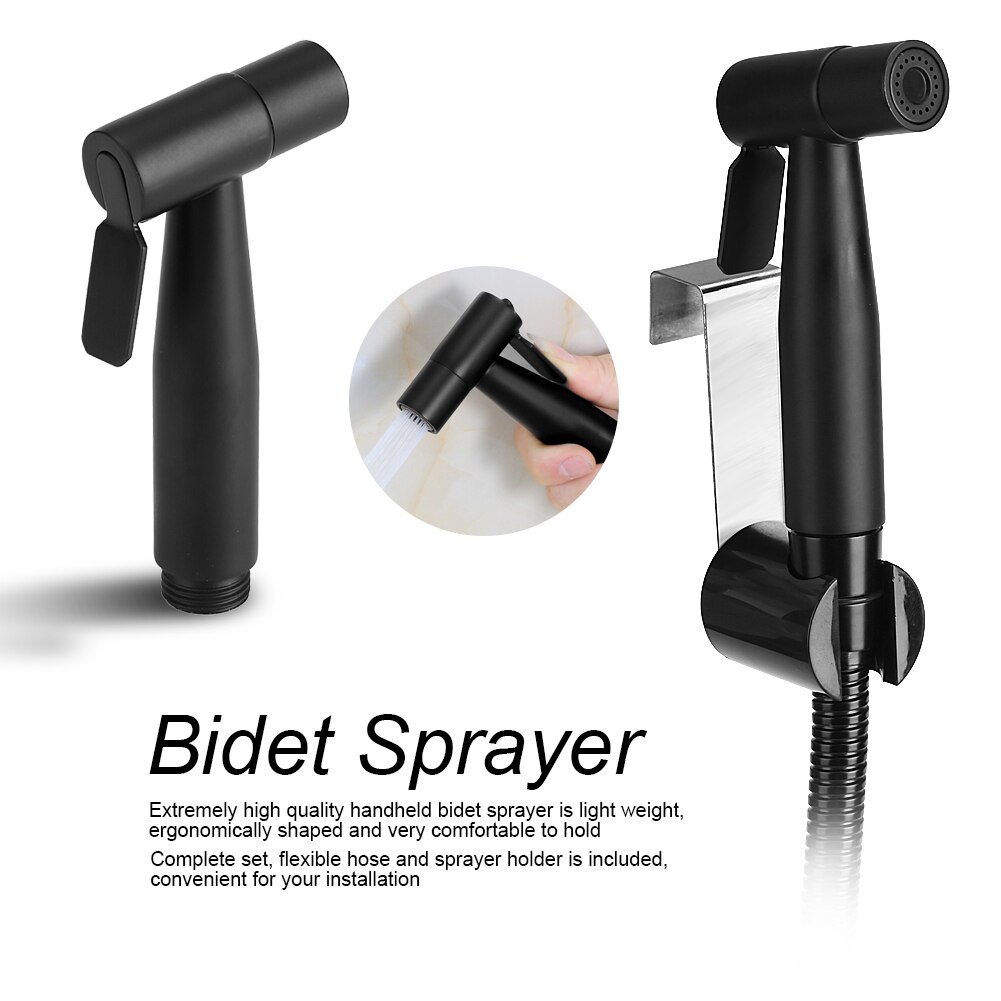 Rvs Bidet Sproeier Zwarte Badkamer Wc Handheld Bidet Doek Luier Spuiter Bad Douche Bidet Kit Set